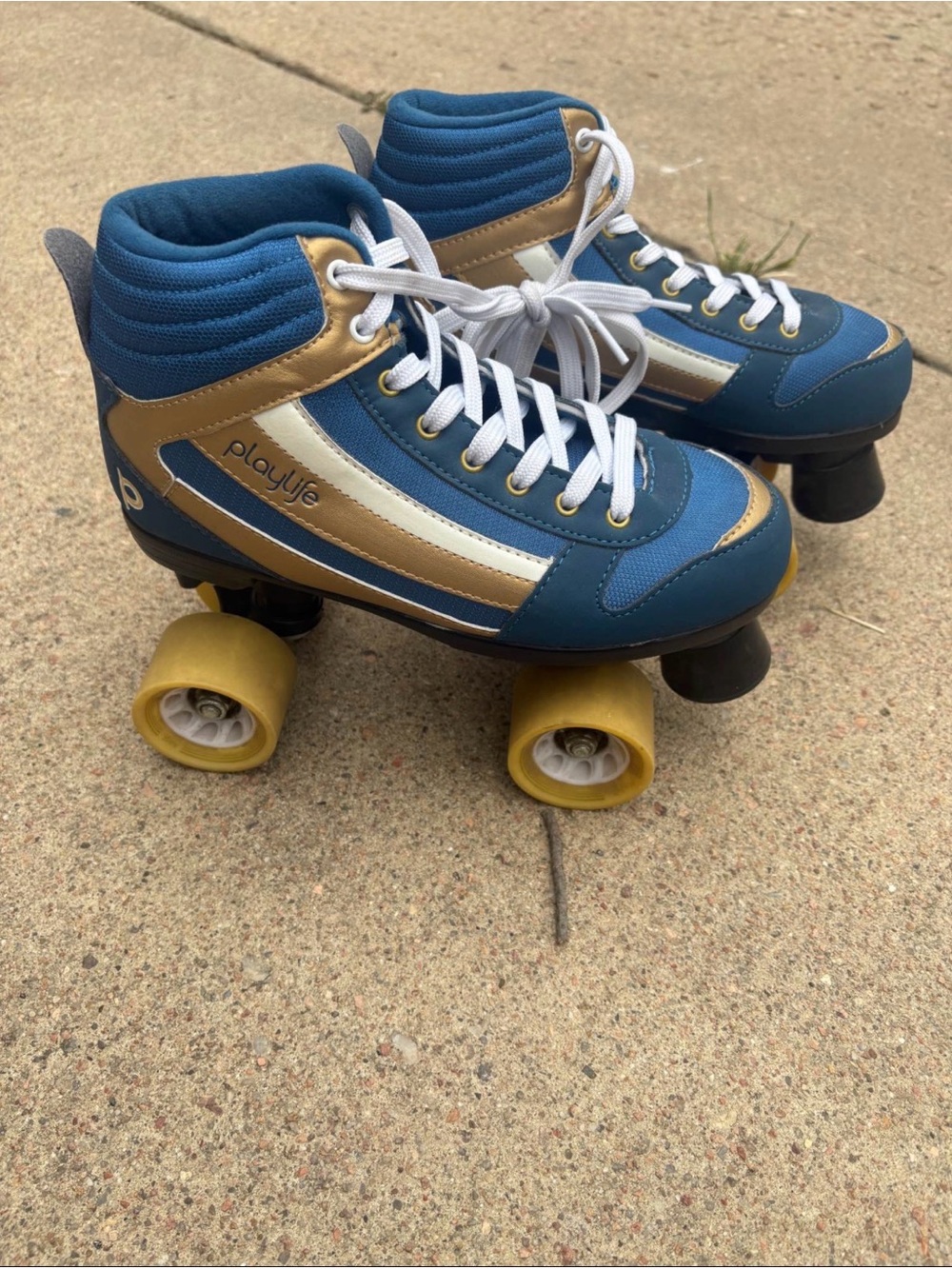 Playlife Women's Blue and Gold Quad Roller Skates